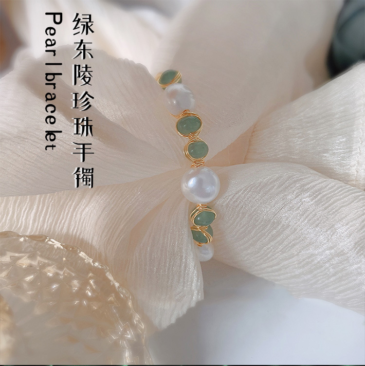 New Korean-style green Dongling 10MM pearl bracelet for women, high-end bracelet, fashionable and individual accessory bracelet wholesale pic 1