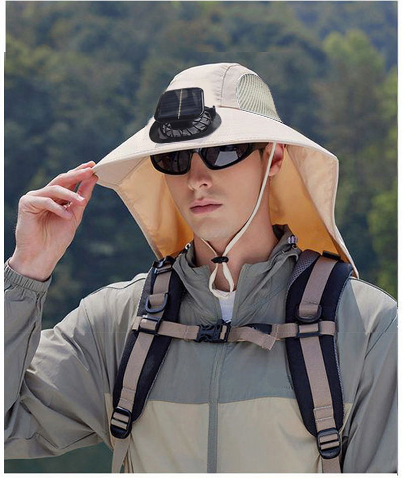 太阳能风扇帽夏季披肩护颈防晒帽男士户外钓鱼爬山登山帽新款帽子详情14