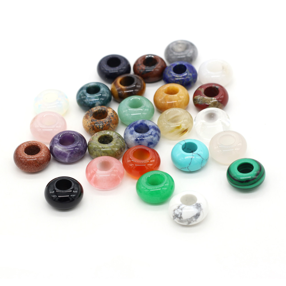 8x14mm天然石头半宝石算盘形大孔珠珠子DIY饰品配件手工制作批发详情9