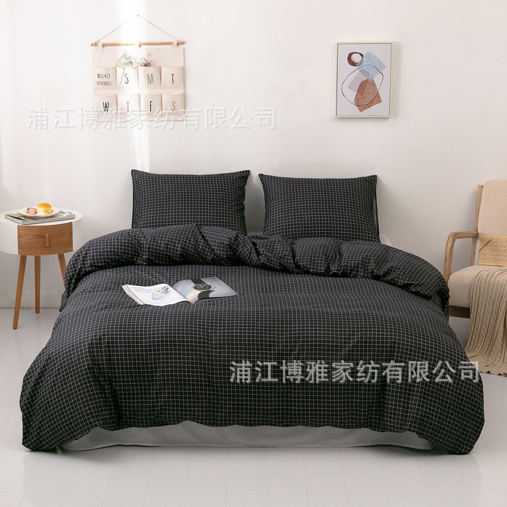 Cross-border supply Amazon best-selling bedding two-piece set, duvet cover, pillowcase, checkered and striped three-piece set manufacturer wholesale pic 18