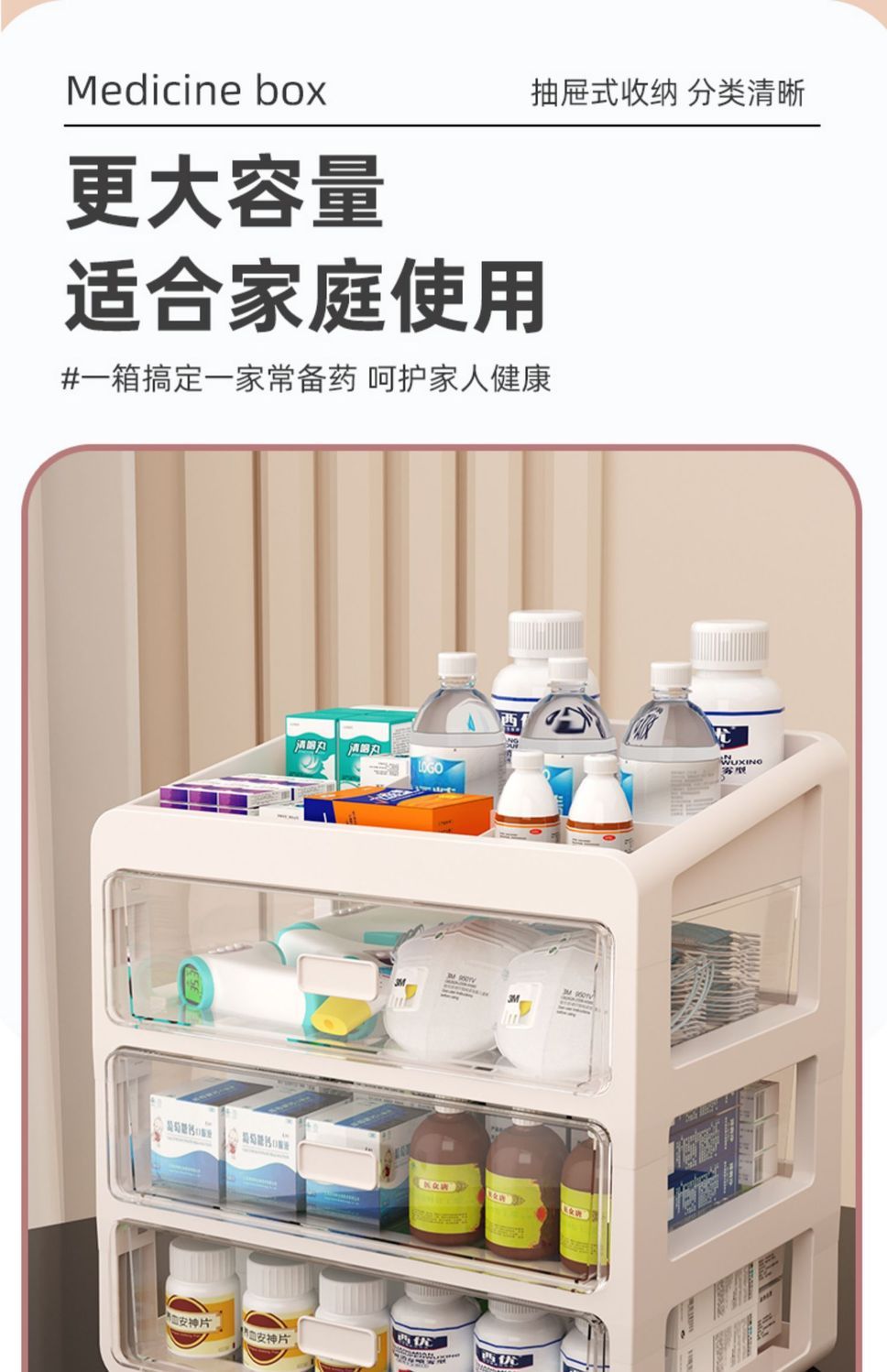 Large-sized medicine box, family-sized large-capacity medicine box, household medicine storage box, multi-layer extra-large classified medicine box pic 2