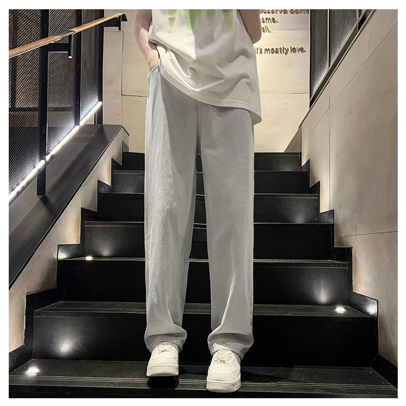 黑灰色男款春季牛仔裤港风cec宽松阔腿裤潮牌复古直筒休闲长裤子详情26