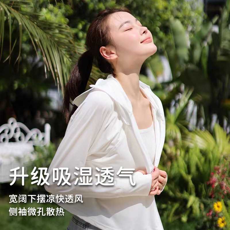 The same style of black rubber cap brim patchwork color-blocking Xiaoye Kazuko sun-protective clothing, yoga slimming little rabbit sun-protective clothing for women pic 18