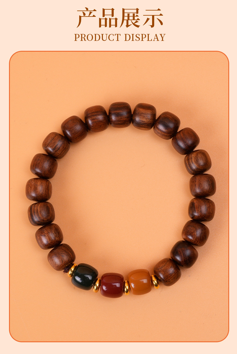 厂家批发绿檀黑檀芭比檀香男女款念珠手链手串佛珠DIY文玩单圈详情10