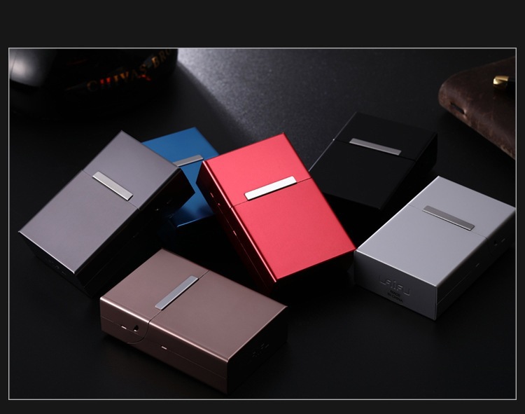 The magnetic flap aluminum cigarette box is pressure-resistant, moisture-proof, portable and can hold a whole pack of cigarettes. It can be placed in a personalized laser 20-cigarette box pic 30