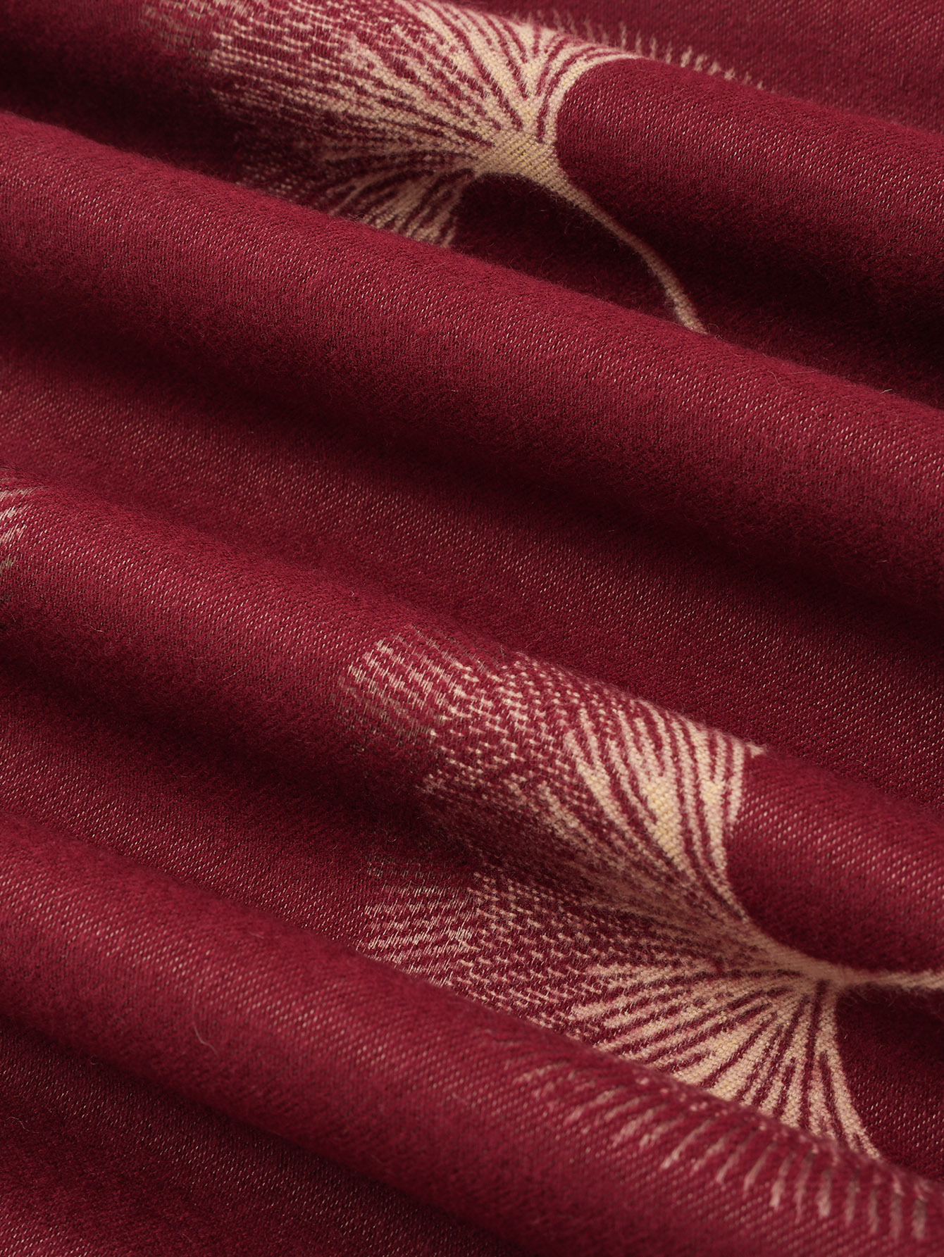 2023年秋冬季新款羊绒银杏叶提花大披肩复古加厚加厚短须女士围巾详情4