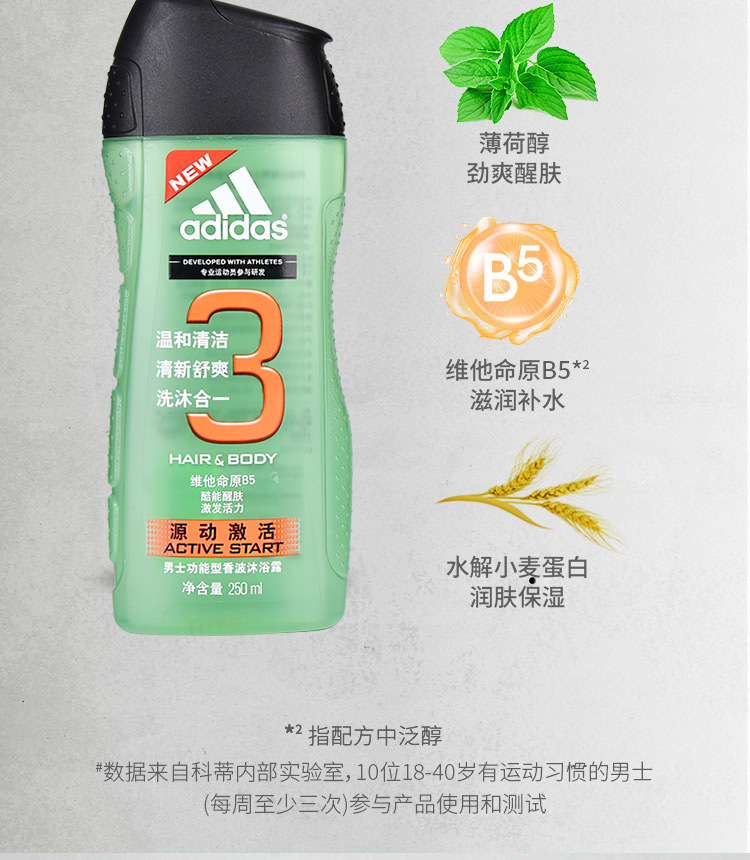 阿迪达斯adidas运动后舒缓洗发沐浴二合一男士沐浴露乳液持久留香详情6