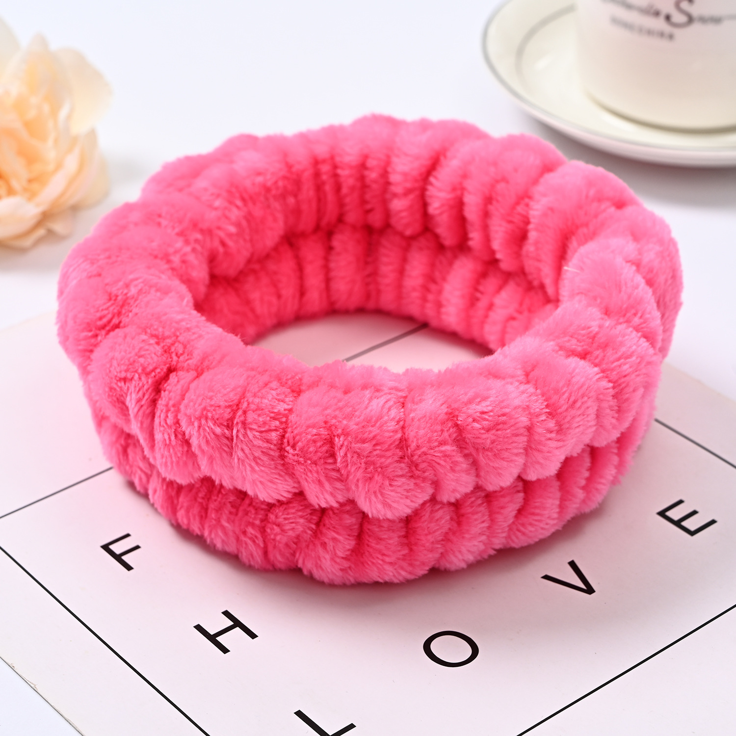 Bow face wash and hair band for girls wholesale solid color white matching makeup simple sweat-wiping wrist band flannel hair band pic 69
