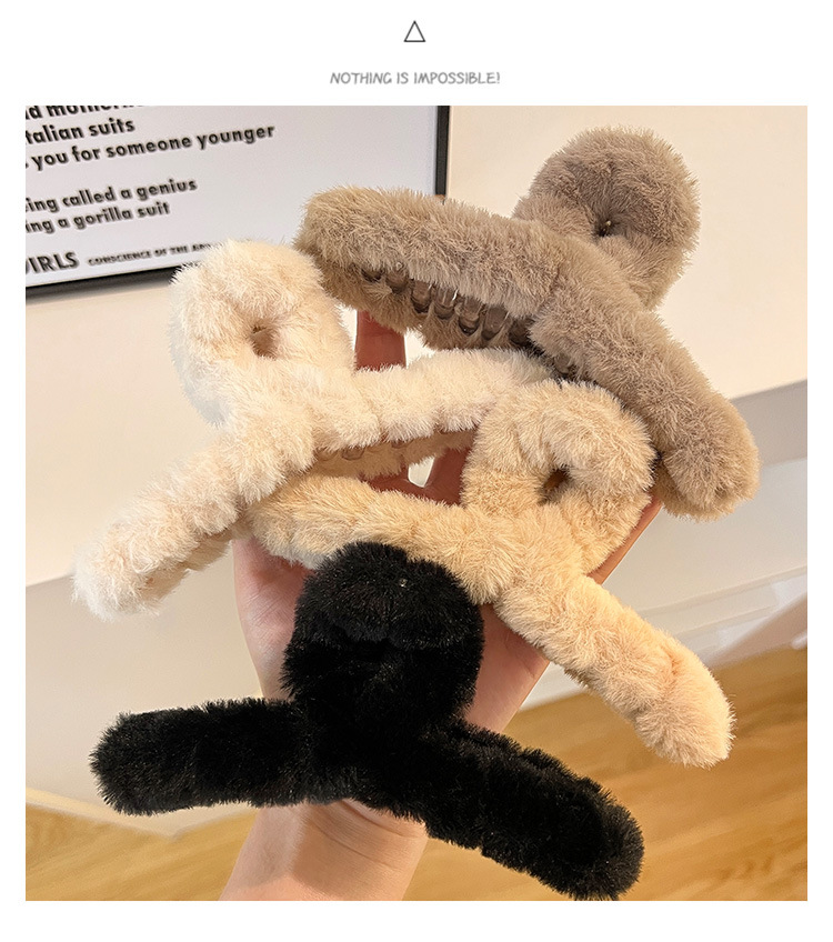 毛绒抓夹女2024新款网红秋冬高级感鲨鱼夹发夹后脑勺盘发夹子头饰详情4