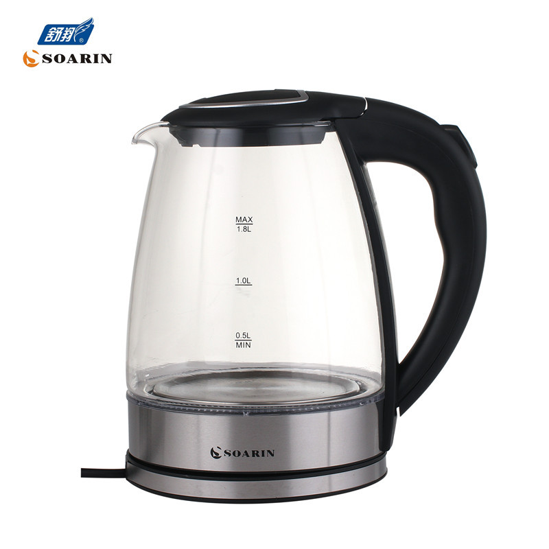English export round plug SOARIN high-power glass electric kettle 980, 1.8L kettle pic 1