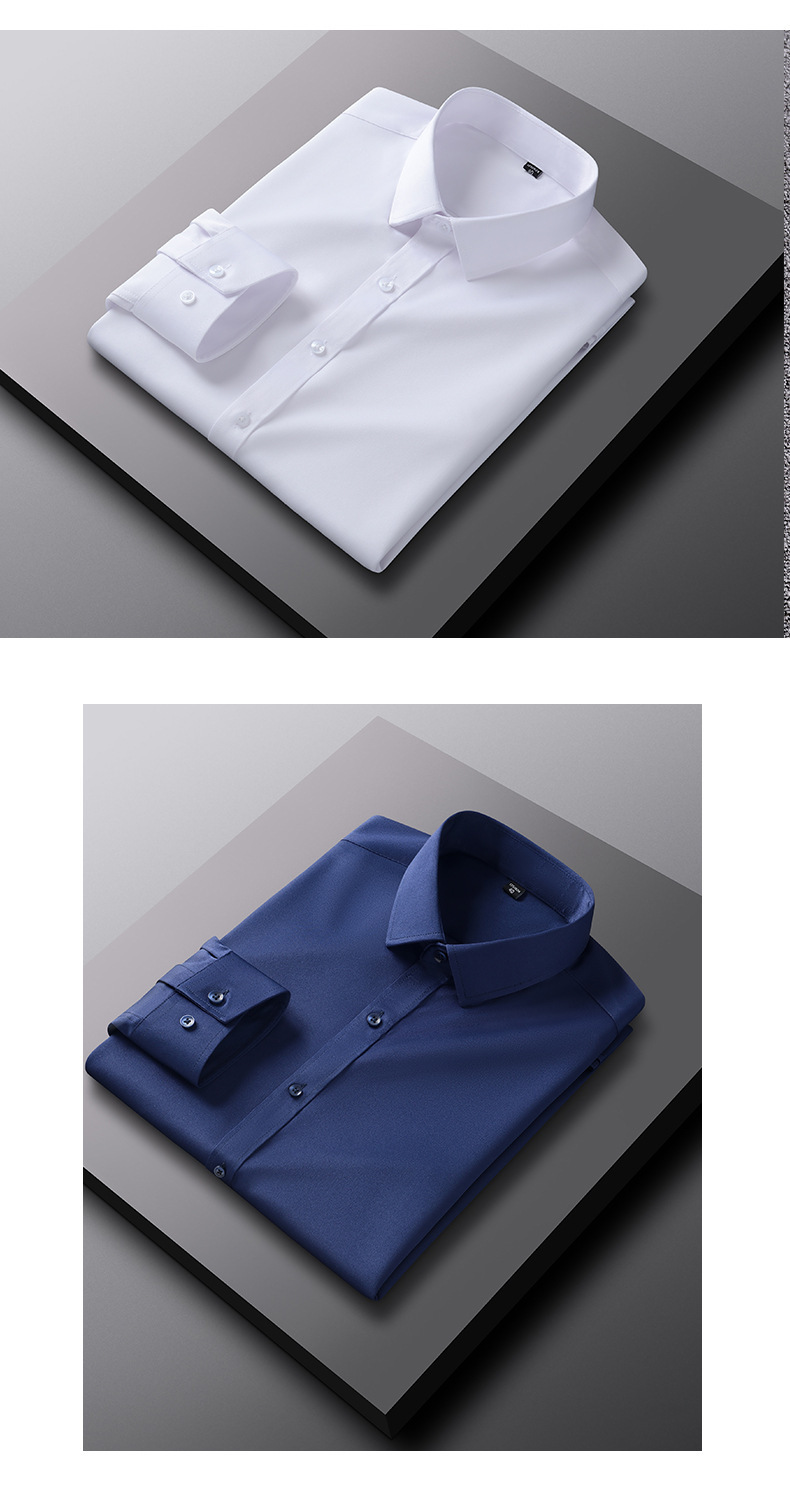 夏季短袖四面弹力衬衫男士商务休闲男装纯色简约职业正装男式衬衣详情13