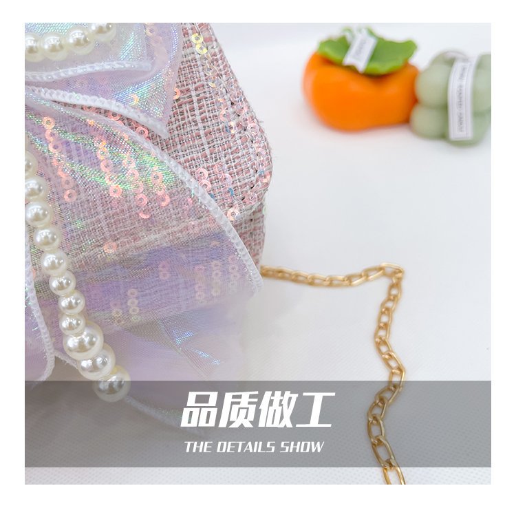 可爱女童斜挎包小香风时尚儿童手提斜背包包公主淑女珍珠包单肩包详情118