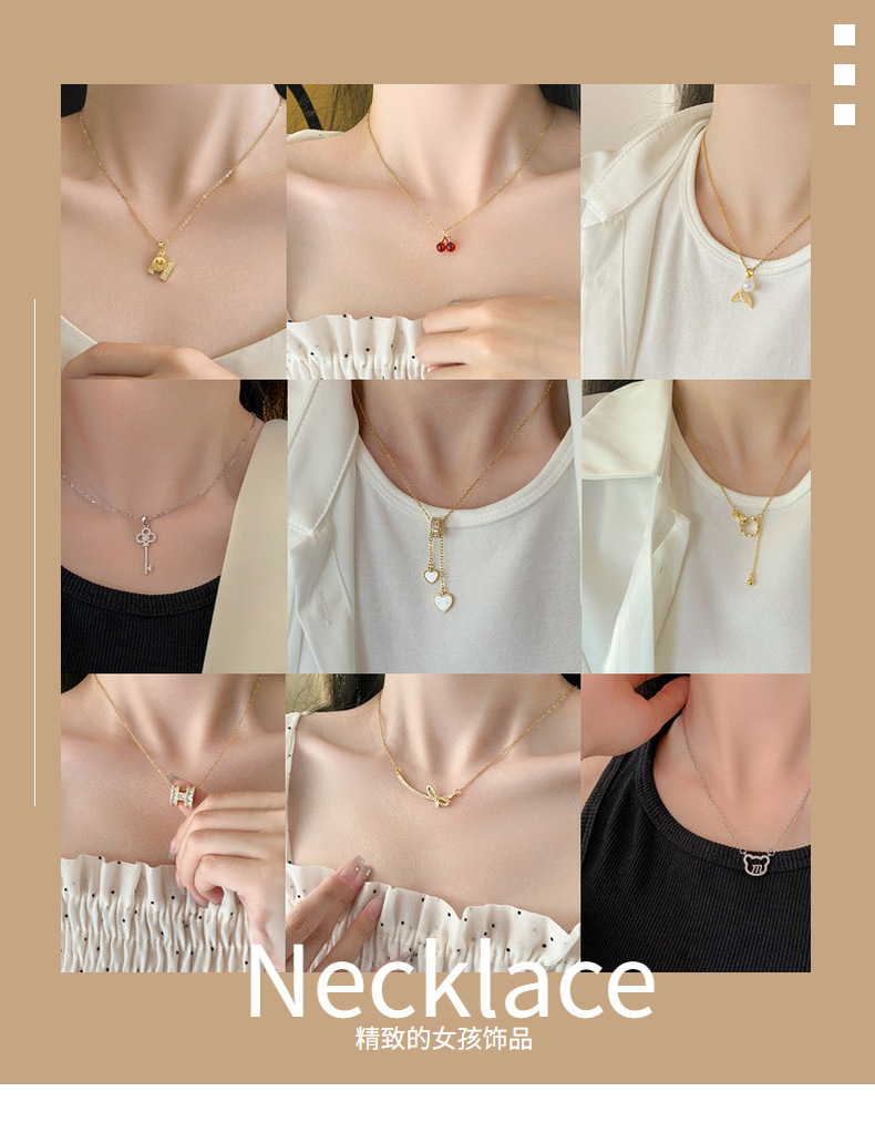 日韩简约流行ins风钛钢项链女小众精致网红锆石锁骨链高级感饰品详情2