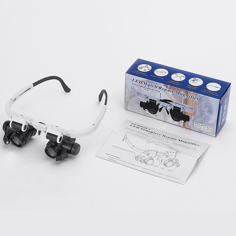 Three magnifications of head-mounted glasses, high-magnification mechanical watch repair, engraving, antique jewelry appraisal, LED light 9892H1 pic 14