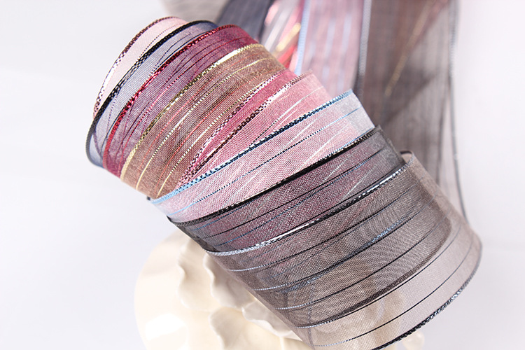 Wholesale of Dingxin bright silk striped ribbons, DIY handmade hair accessories, bouquets, packaging, transparent snow gauze ribbons, bows and colorful ribbons pic 7
