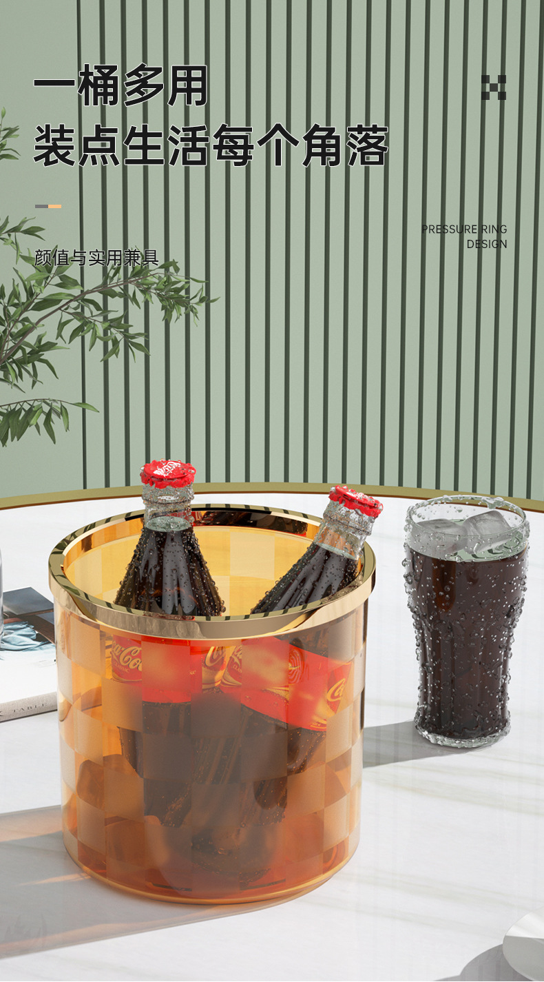 Light luxury Nordic ins desktop trash can, light luxury cosmetics storage box, living room dining table, bathroom round pressure ring trash can pic 10