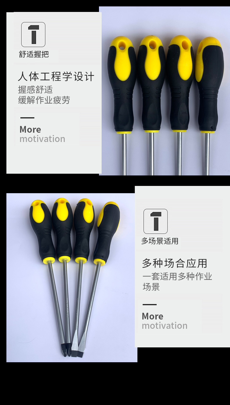 The manufacturer wholesals new types of screwdrivers with rubber-coated anti-slip handles, straight cross strong magnetic 45# steel screwdrivers and screwdrivers pic 2
