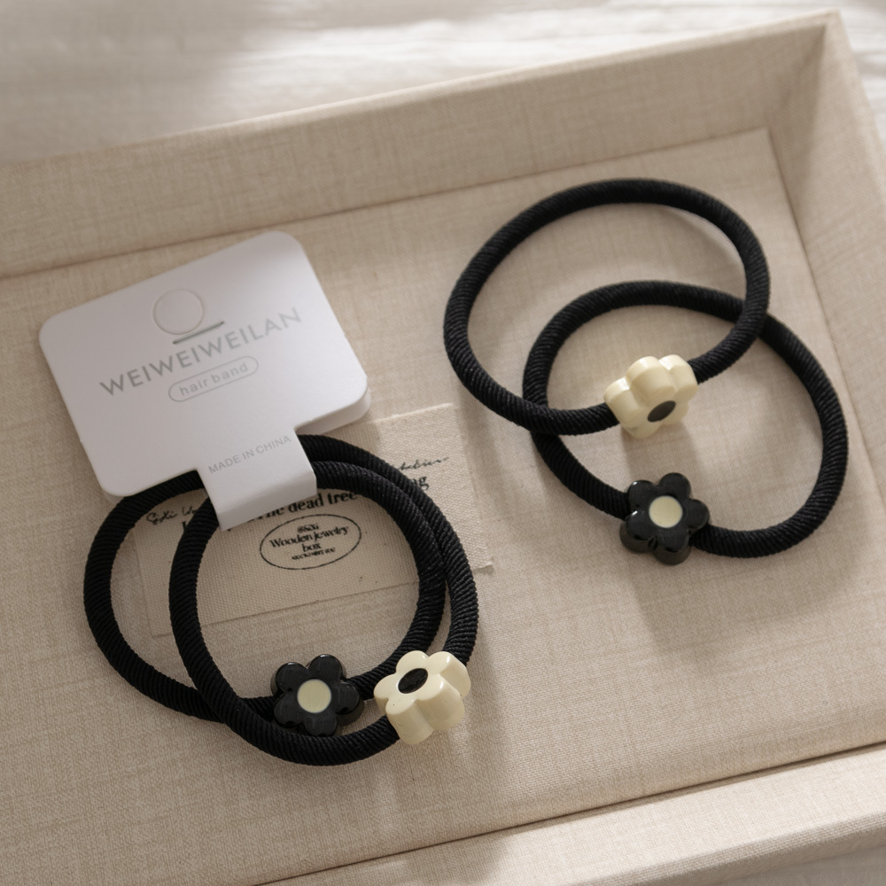 New style versatile smiling flower twill hair band, high-elasticity versatile leather band hair tie, bun hair tie and hair accessory pic 15