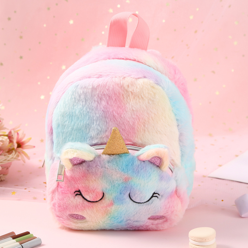 Unicorn独角兽毛绒小书包少女休闲背包双肩包可爱卡通幼儿 收纳包 pic 6