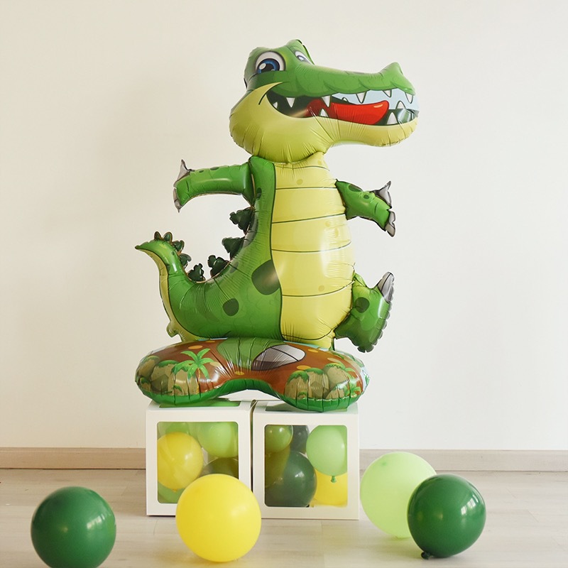 跨境大号鳄鱼恐龙卡通铝膜气球儿童生日派对聚会场景装饰背景布置详情9
