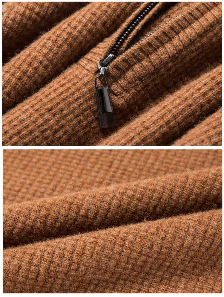 New autumn and winter 100% pure wool sweater for men, thickened semi-high neck zipper wool pullover business knitted sweater pic 19