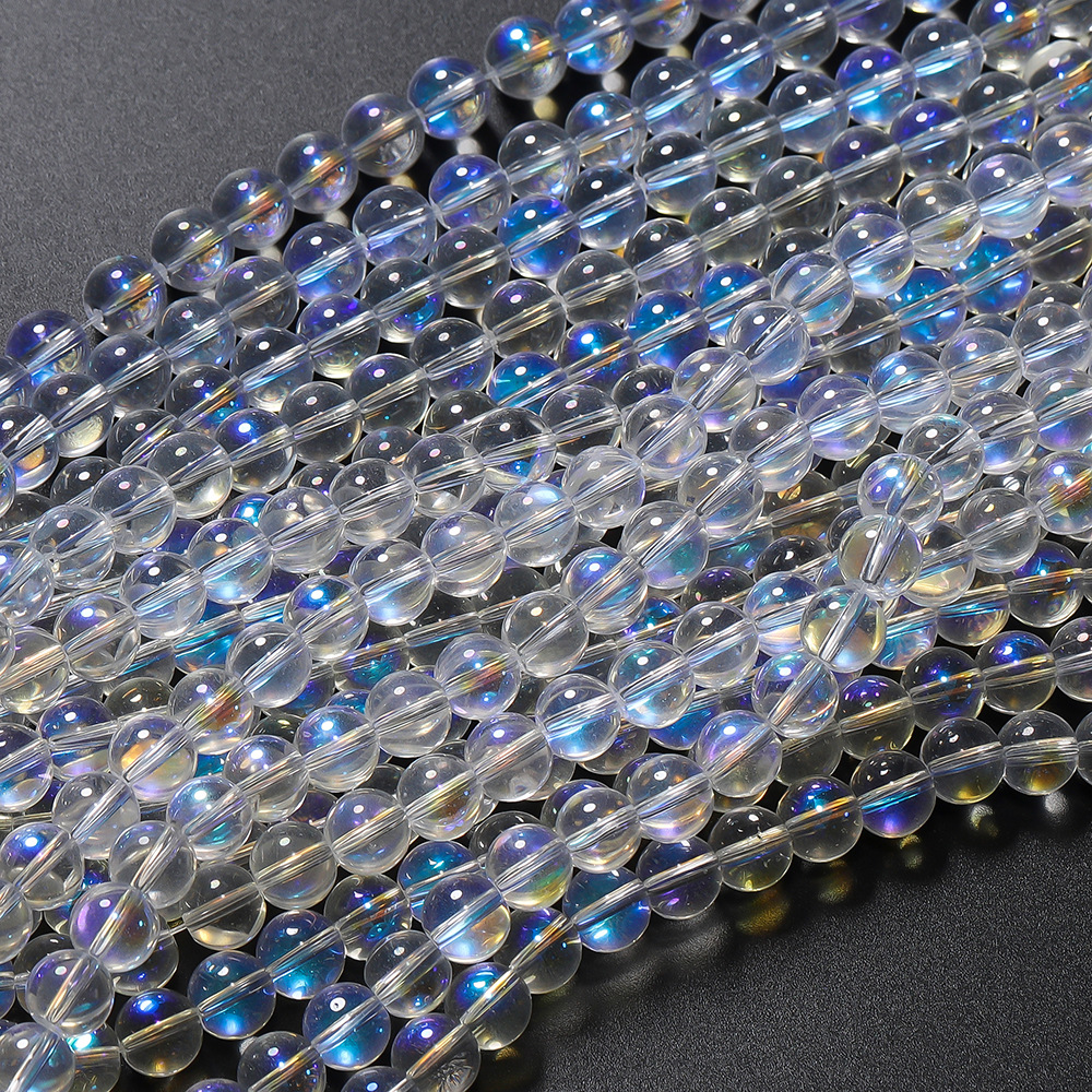 White frosted crystal moonstone, round beads, transparent glass, gradient and dazzling scattered beads, diy bracelet material pic 22