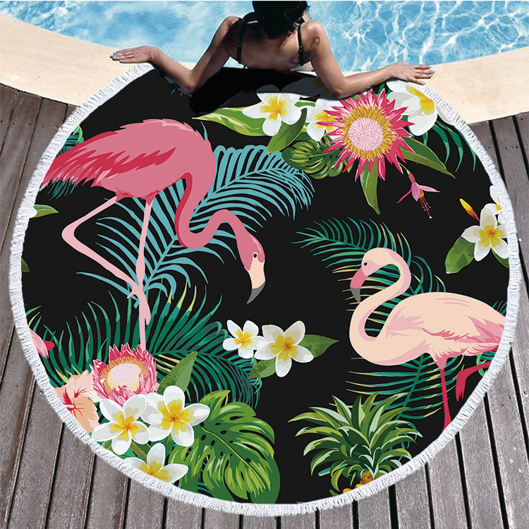 Toalla de playa personalizada crossover venta caliente nueva llegada hogar 3D digital flamingos impresión toalla de piscina toalla absorbente pic 6