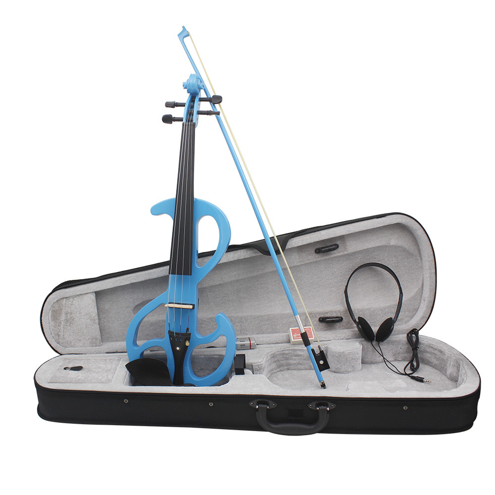 Factory direct sales of IRIN blue electro-acoustic violin 4/4 adult beginners learn to play professional electronic violin instruments pic 2