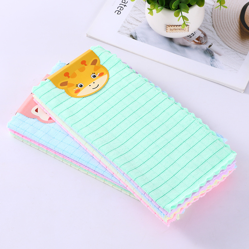 [LOVELY HOME] [tenedor jia] toalla de limpieza de poliéster puro tira de color estampado paño cuadrado absorbente no se cae el pelo paño de cocina al por mayor paño de microfibra pequeña toalla cuadrada absorbente pic 11