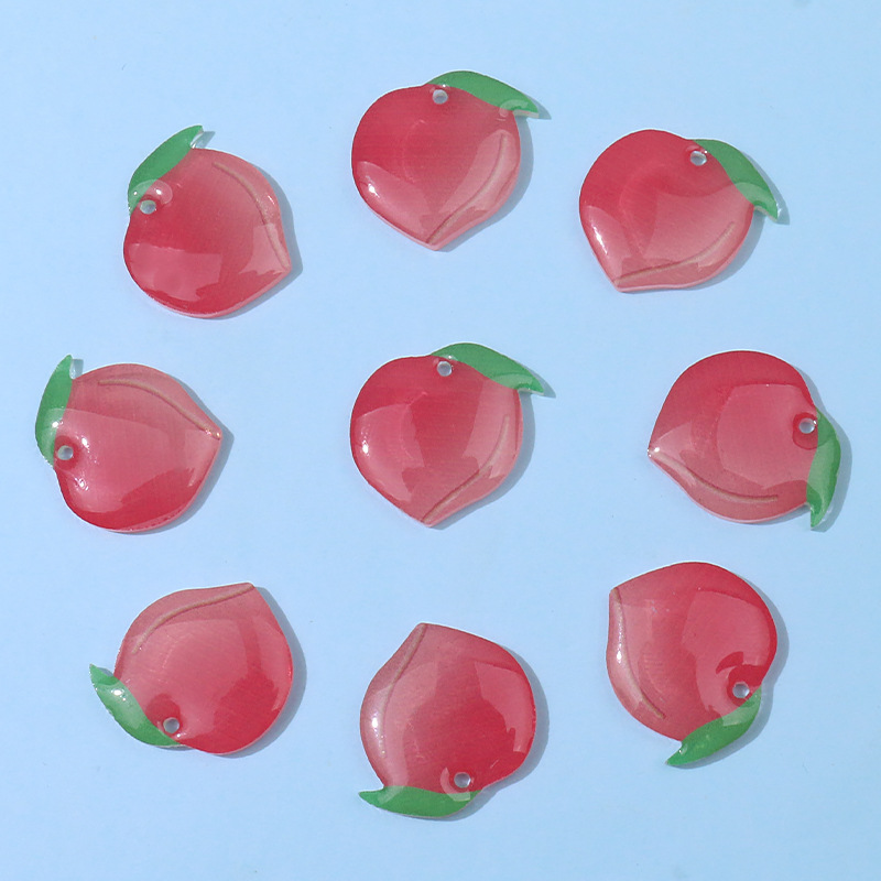 DIY bulk accessories wholesale resin peach slice earrings, earrings, hairpins, pendants, peach pendants, handcrafted materials pic 4
