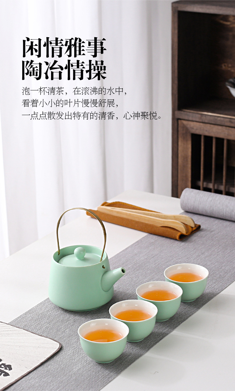 Light luxury household simple color glaze Gongfu tea set, company event business gift, factory direct supply, logo printable pic 5