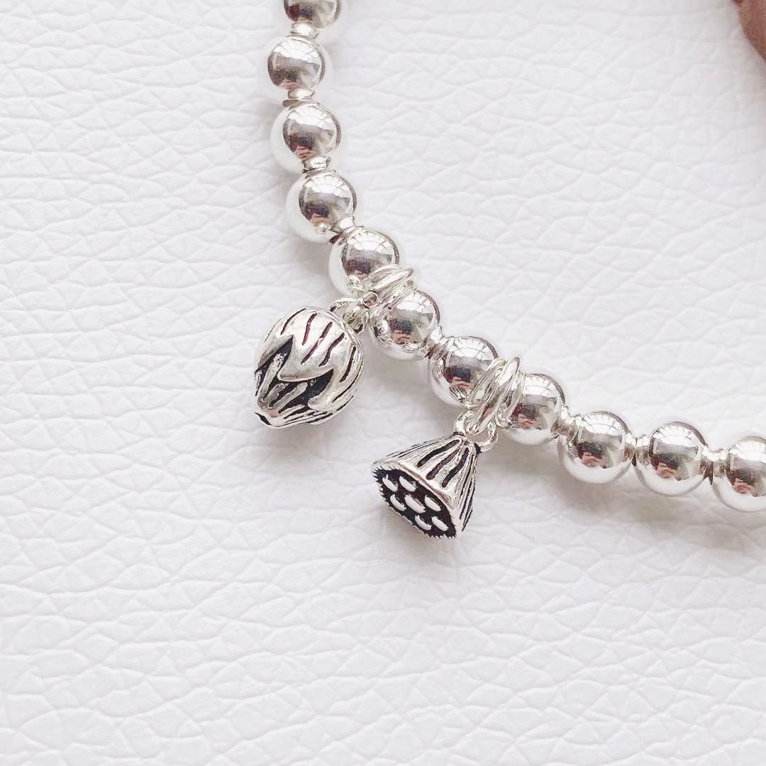 莲子莲蓬手链女s925纯银荷荷莲心百搭转运珠两世欢手串详情14