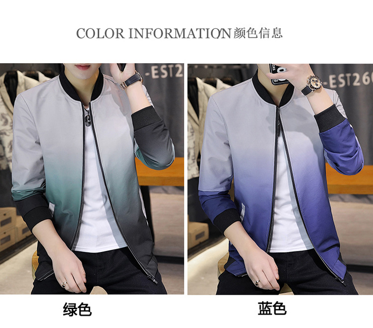 Comercio exterior primavera/otoño 2022 chaqueta versátil para hombres versión coreana slim fit baseball wear tendencia para hombres gradiente de estilo casual abrigos pic 6