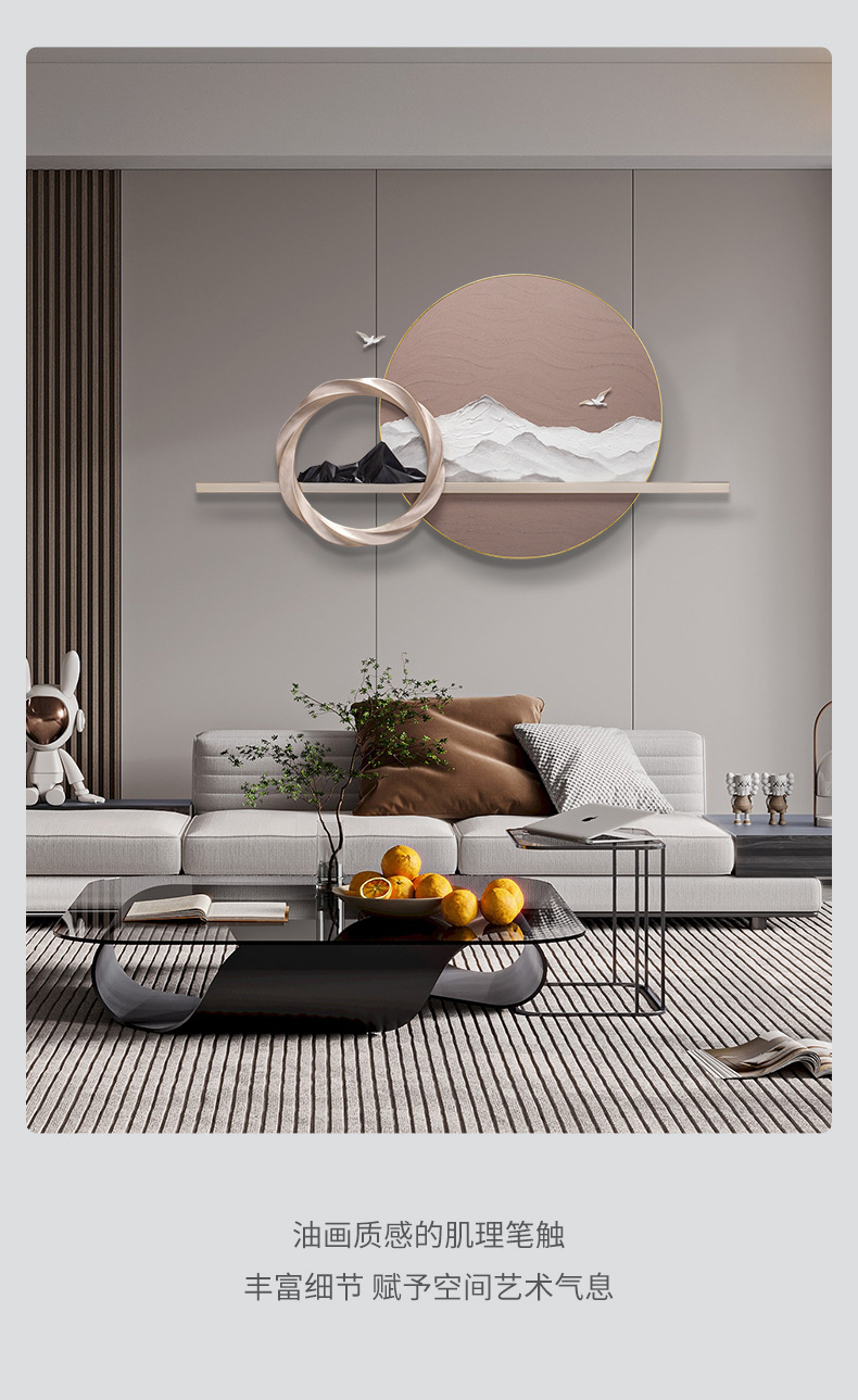 Modern and simple wall decorations of Fudiao Home Furnishing, living room sofa background wall decorative paintings, hand-painted texture, dining room wall hanging paintings pic 7