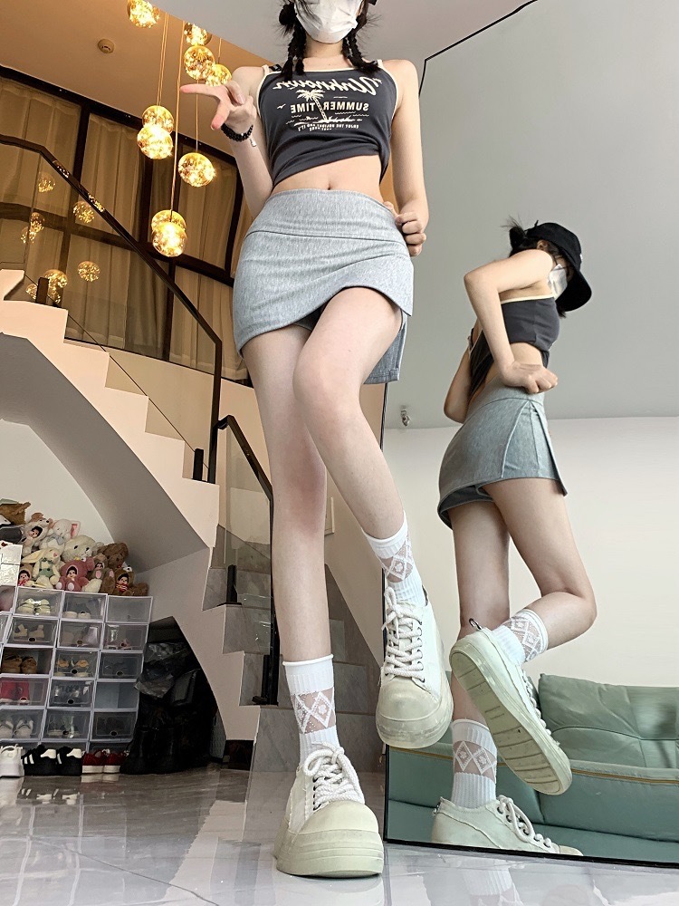 包臀开叉裙裤A字瑜伽短裤防走光美式百搭设计防走光设计运动短裤详情24