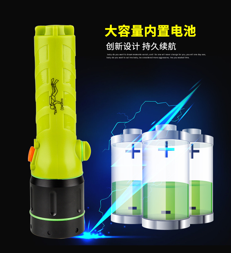 2018 New outdoor high-power LED long-range T6 strong light professional diving flashlight factory direct sales pic 12