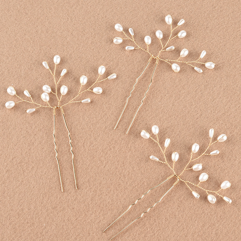 Handcrafted pearl hair forks, simple and elegant daily hair accessories for brides, hairpins, handcrafted beaded pearl gold and silver hair accessories pic 25