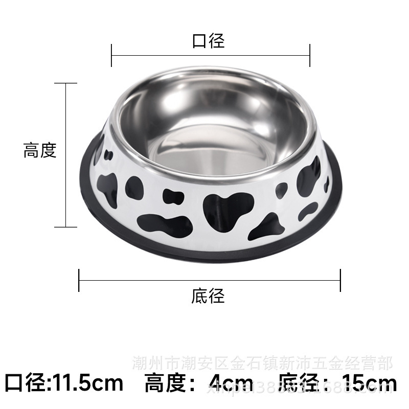 Wholesale cartoon cat drinking bowls, anti-drop and anti-slip dog food bowls, and various specifications of stainless steel dog bowls for foreign trade pic 1