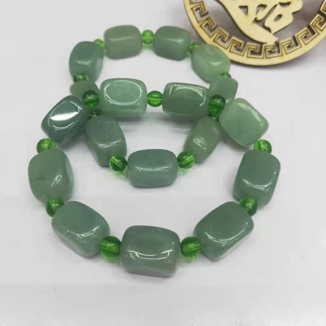 diy natural Dongling jade square irregular combination bracelet, Green Dongling bracelet manufacturer wholesale pic 3