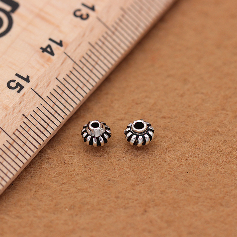 S925银灯笼隔珠DIY手工隔珠手链配件素银唯美麻花扁珠详情13