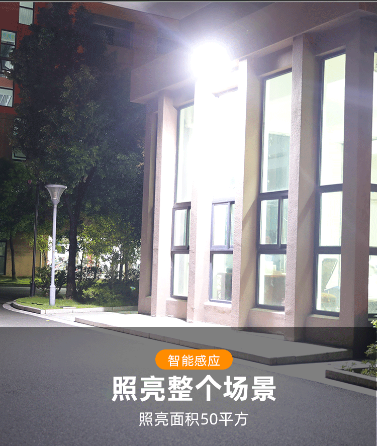 新款太阳能壁灯 户外人体感应灯 COB三头地插灯 花园庭院照明灯详情7