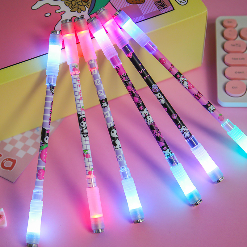 Sanrio glow spinner pen alto nivel de apariencia pluma de luz de alivio de presión pluma de regalo de dibujos animados lindo pluma de alivio de presión estudiante papelería pic 26