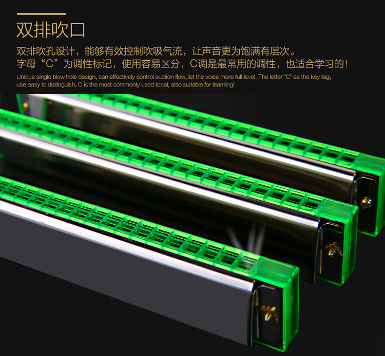 24孔双排金属口琴早教乐器海贝口琴复音重音学生成人初学详情7