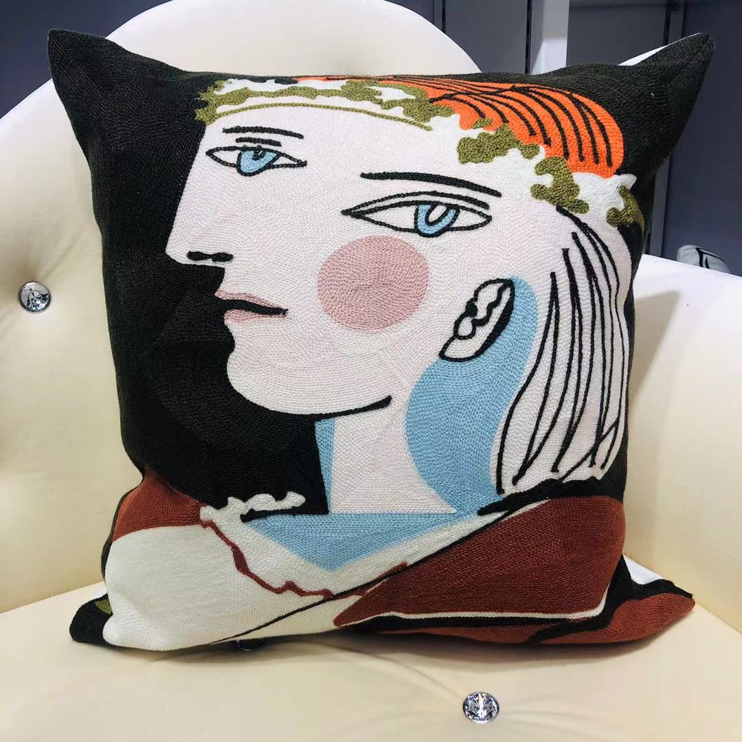 Picasso pillowcase, full-page embroidered abstract art sofa, Amazon cross-border cushion without core pic 9