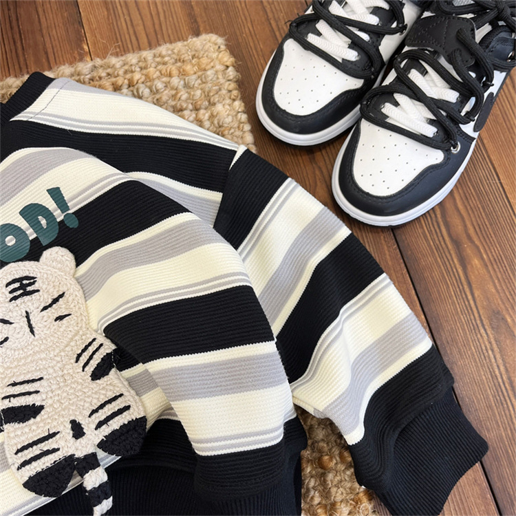 男童卫衣春秋款2024新款儿童潮韩版卡通衣服秋装条纹宽松T恤上衣详情13