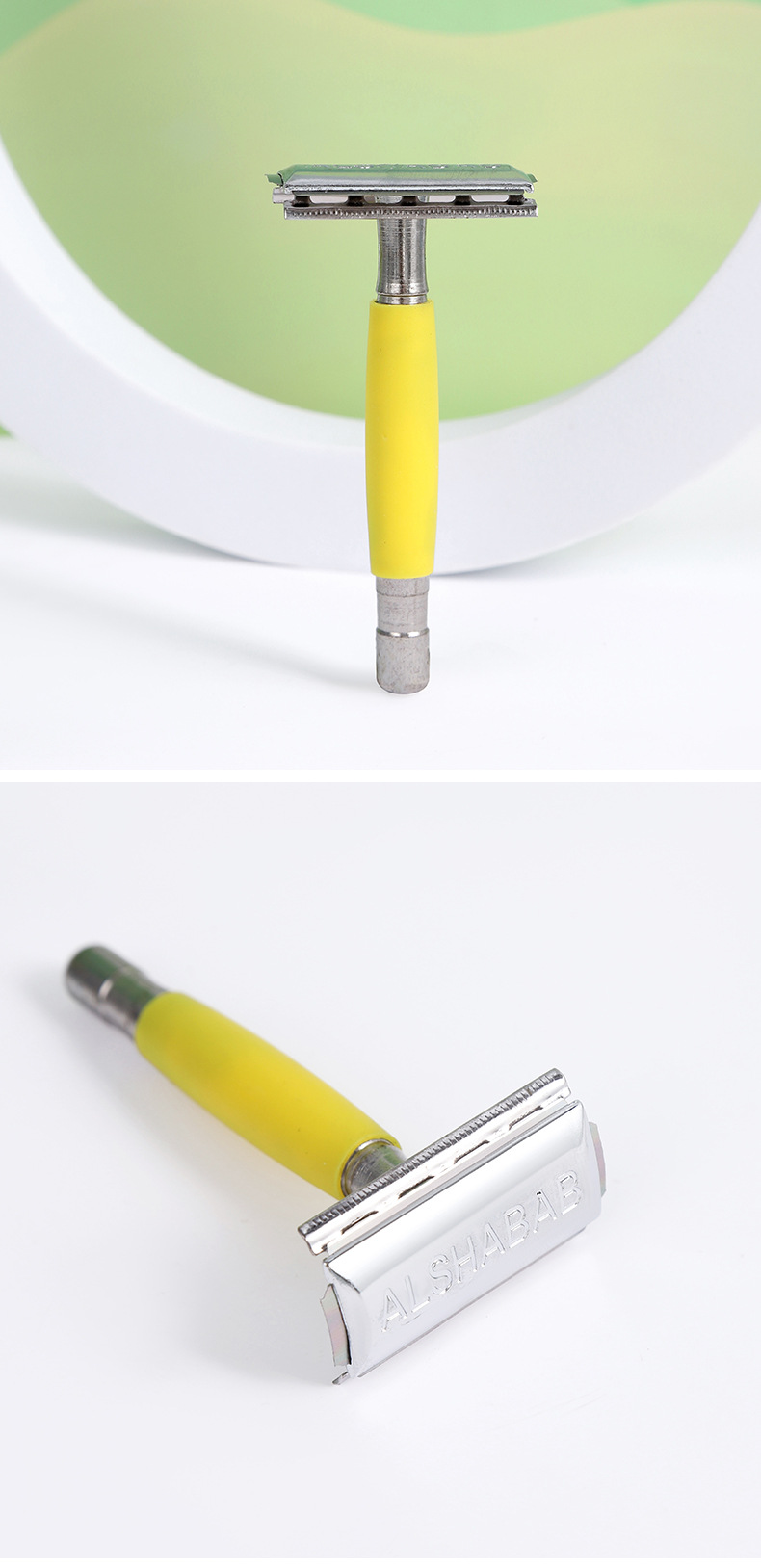 ALSHABAB吉派新款防滑手柄老式剃须刀手动刀架便携男士刮胡刀双面刮脸毛刀详情8