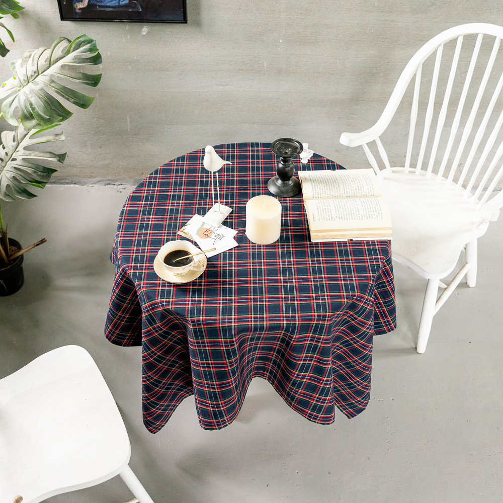 Cross-border Christmas holiday decoration table fabric, retro striped checkered cotton and linen restaurant party cover, Amazon pic 51