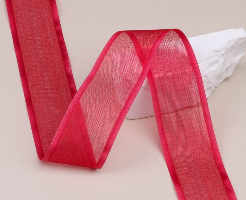 Double-layer thick-edged solid color glossy snow gauze ribbon bow hair accessory clothing Wedding cake gift box packaging sheer gauze ribbon pic 8