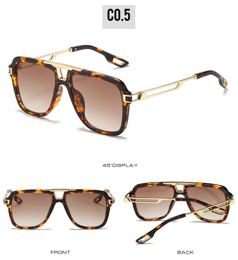 2022 New style European and American sunglasses, artistic square frame crossbeam sunshade, sun protection, perforated metal leg sunglasses for women pic 10