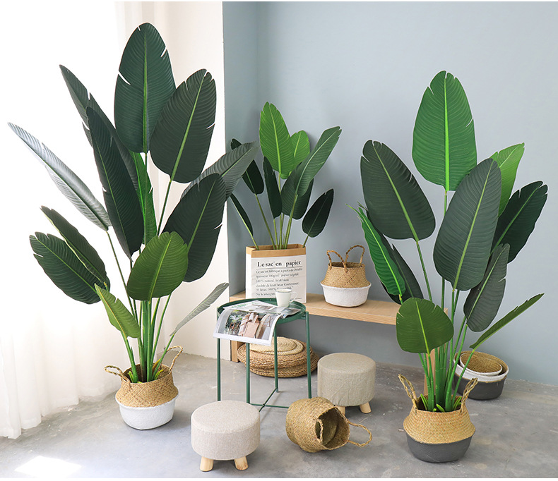 Seaweed woven flower POTS, rattan woven flower baskets, bamboo woven, Nordic straw woven creative flower pot exterior decoration, ins folding baskets pic 4